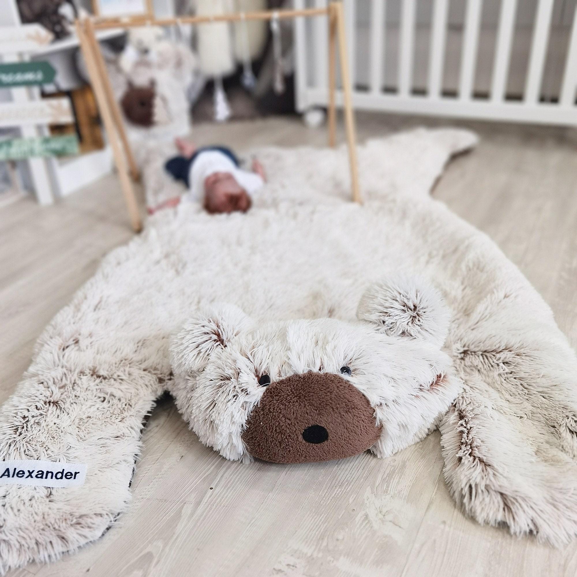 Personalized Bear Rug: Shaggy Minky Nursery Play Mat